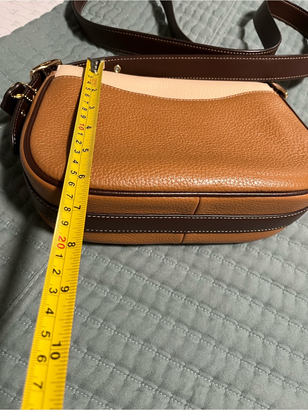 Coach Two-Tone Cream and Tan Suede & Leather Crossbody - Picture 10 of 16